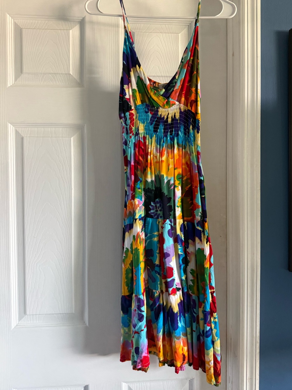 Multicolor Floral Tiered Maxi Dress with Smocked Bodice
